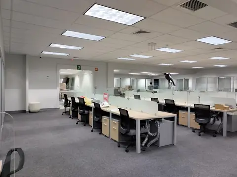 Área de escritorios corporativos con alfombra